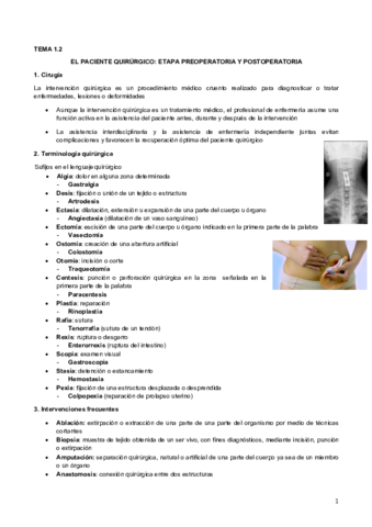 1.2 Pre y post operatorio