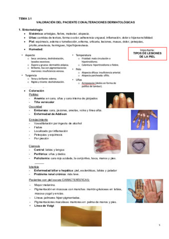 3.1 Alteraciones dermatológicas