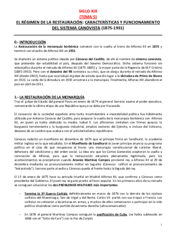 TEMA 5- Restauración borbónica