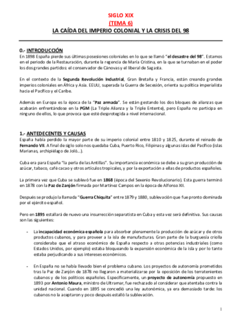 TEMA 6- Desastre del 98