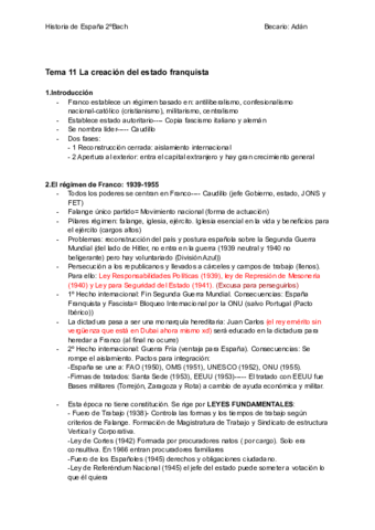 El régimen franquista