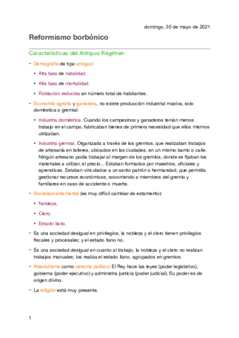 1. Reformismo borbónico