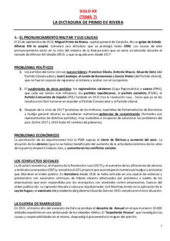 TEMA 7- Dictadura de Primo de Rivera