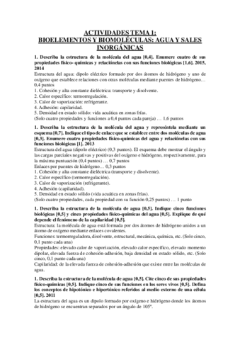 ACTS T1 - BIOELEMENTOS Y BIOMOLÉCULAS