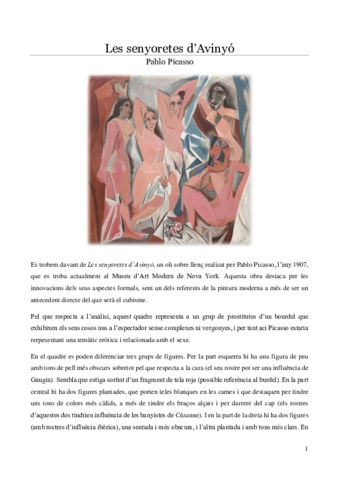 2. Las señoritas de Avignon de Picasso