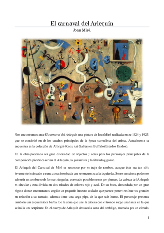 5.El carnaval del Arlequín de Miró.