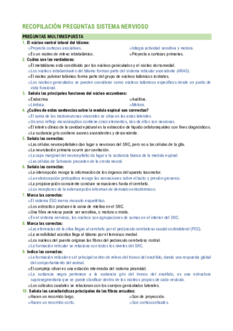 PREGUNTAS EXÁMENES SISTEMA NERVIOSO