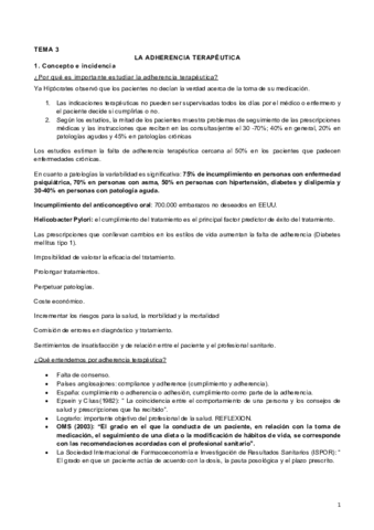 Tema 3. Adherencia terapéutica