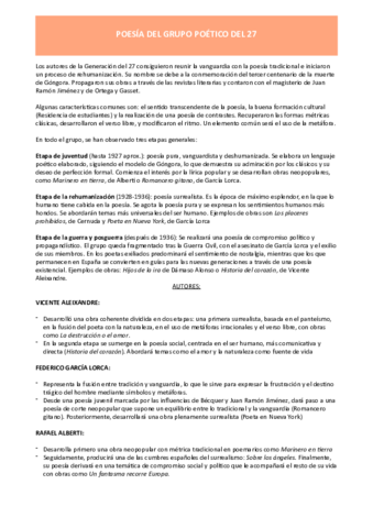 POESÍA DE LA GENERACIÓN DEL 27