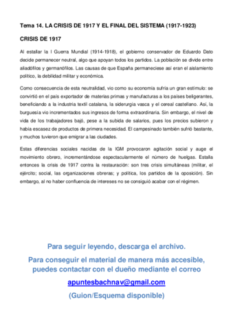 A14. Crisis 1917. Fin del sistema