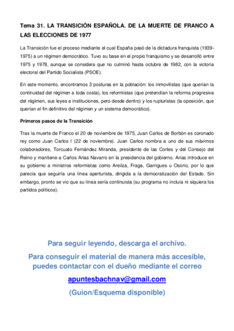 B31. Transición Española. 1975-1977