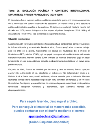 B26. Política 1er franquismo (1939-59)