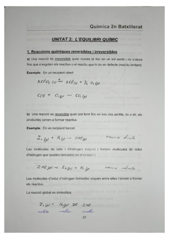 Unitat 2. Equilibri químic 