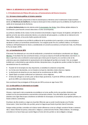 Historia. La Restauración (s.XX)