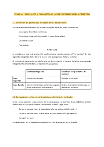 6. Lenguajes y gramáticas independientes