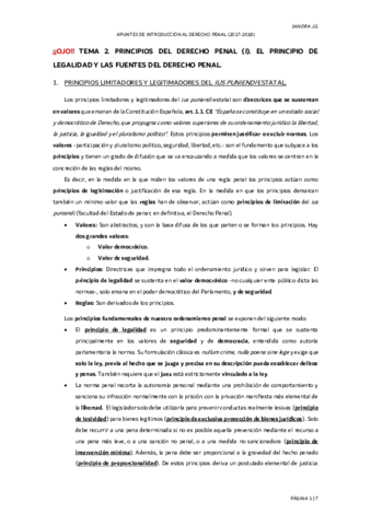 Tema 2. Principios del derecho penal (i). El principio de legalidad y ...