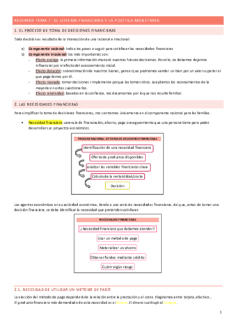 Resumen tema 7 - sistema financiero y pm