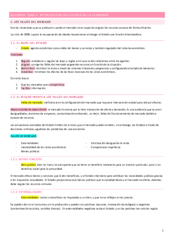 Resumen tema 9 - Estado en la eco.