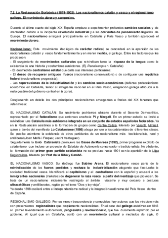 7.2. Restauración. Nacionalismos