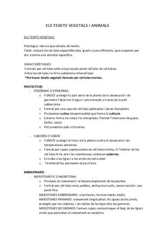ELS TEIXITS VEGETALS I ANIMALS