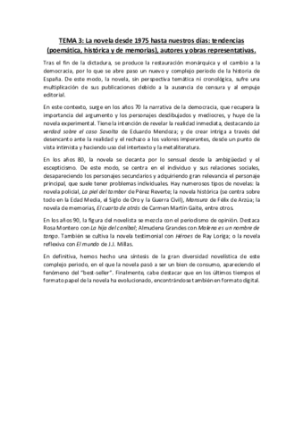 TEMA3.NOVELA 1975-NUESTROS DIAS