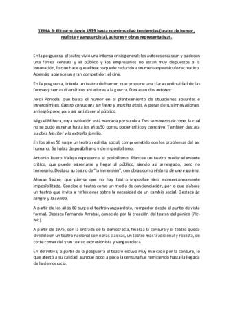 TEMA9. TEATRO 1939- NUESTROS DIAS