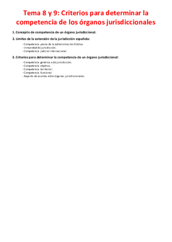 Tema 8 y 9 - Competencia de los órganos jurisdiccionales.pdf