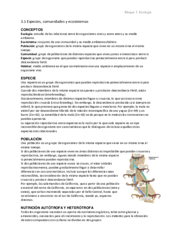 3.1 Especies comunidades y ecosistemas