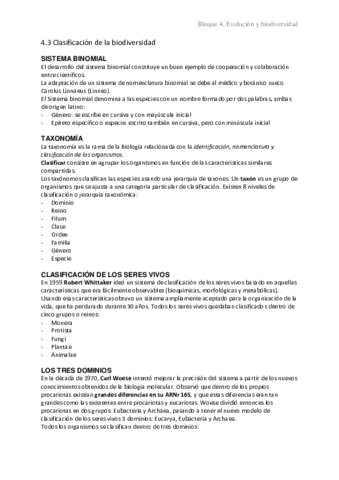 4.3 Clasificación de la biodiversidad