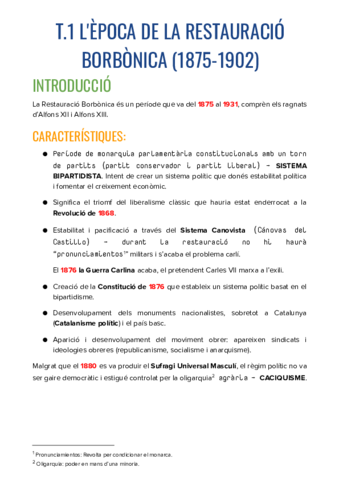 LA RESTAURACIÓ BORBÒNICA