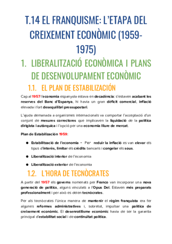 FRANQUISME. CREIXEMENT ECONÒMIC