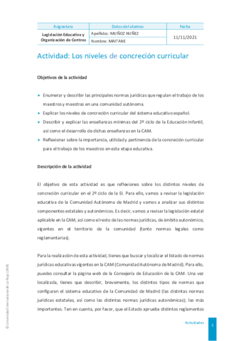 LOS NIVELES DE CONCRECCION CURRICULAR