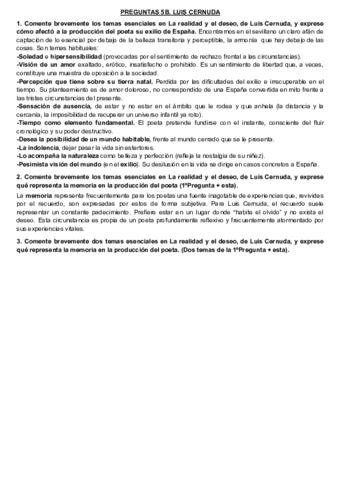 PREGUNTAS POESÍA CERNUDA