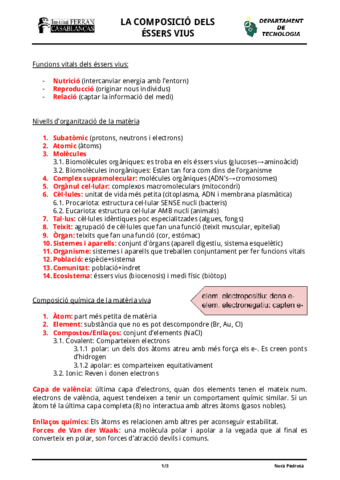 COMPOSICIÓ DEL ÉSSERS VIUS