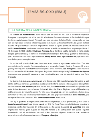 SIGLO XIX TEMAS (EBAU EXTREMADURA)