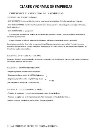 TEMA 2 TIPOS DE EMPRESAS Y CLASIFICACION