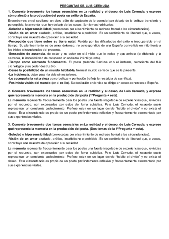 PREGUNTAS POESÍA CERNUDA