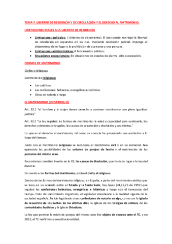RESUMEN TEMA 7. LIBERTAD DE RESIDENCIA Y DE CIRCULACIÓN Y EL DERECHO AL MATRIMONIO..pdf