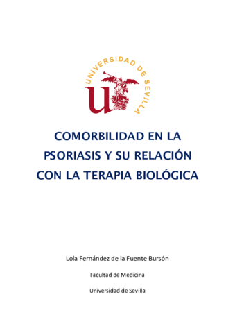 Comorbilidad en la psoriasis y su relación con la terapia biológica. Lola Fernández de la Fuente Bursón. TFG. Curso 2014-2015.pdf