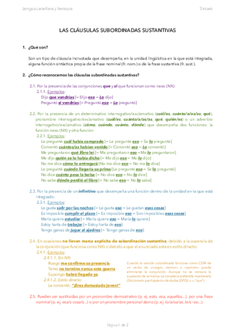 Cláusulas subordinadas sustantivas