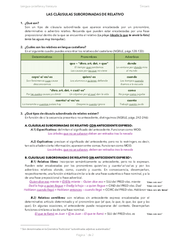 Cláusulas subordinadas de relativo