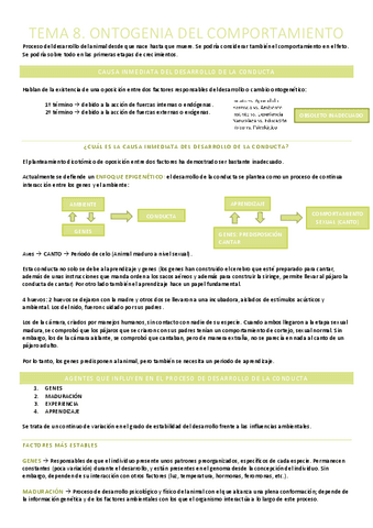 T.8. Ontogenia del comportamiento