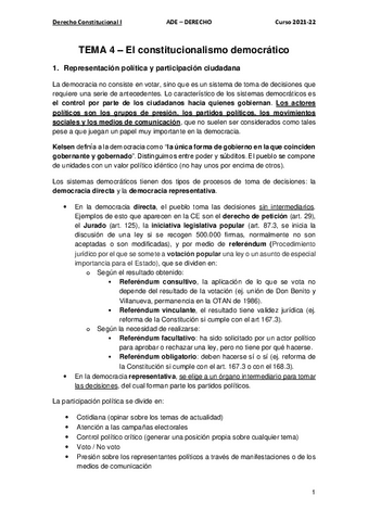 4 – El constitucionalismo democrático
