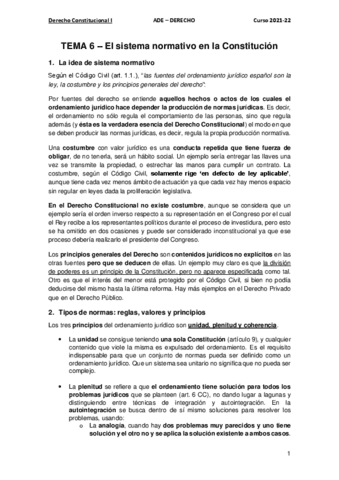 6 – El sist. norm. en la Constitución