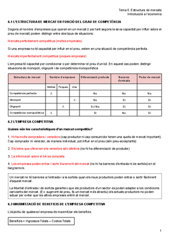 Tema 6. Estructura de mercats