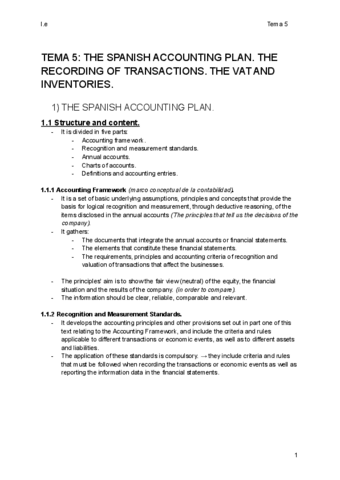 tema5: THE SPANISH ACCOUNTING PLAN. THE RECORDING OF TRANSACTIONS. THE VAT AND INVENTORIES..pdf