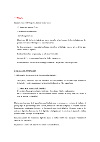 TEMA 5 - Derecho del trabajo. Apuntes cogidos en clase..pdf