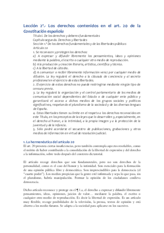 DER 02 Los derechos contenidos en el art 20 de la Constitución española.pdf