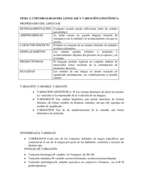 Lingüística Tema 2 Universalidad del lenguaje y variación lingüística.pdf