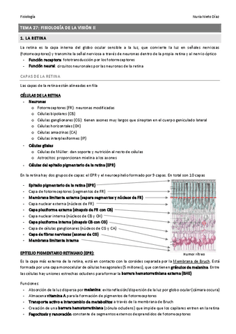 TEMA 27 - Fisiología de la visión II